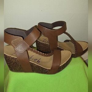 Blowfish Tan Wedge Sandals